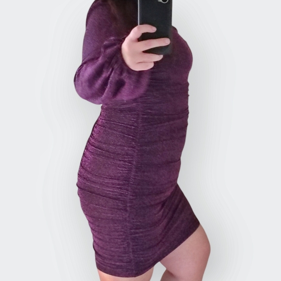 Elegant Purple One-Shoulder Dress - Picture 4 of 14